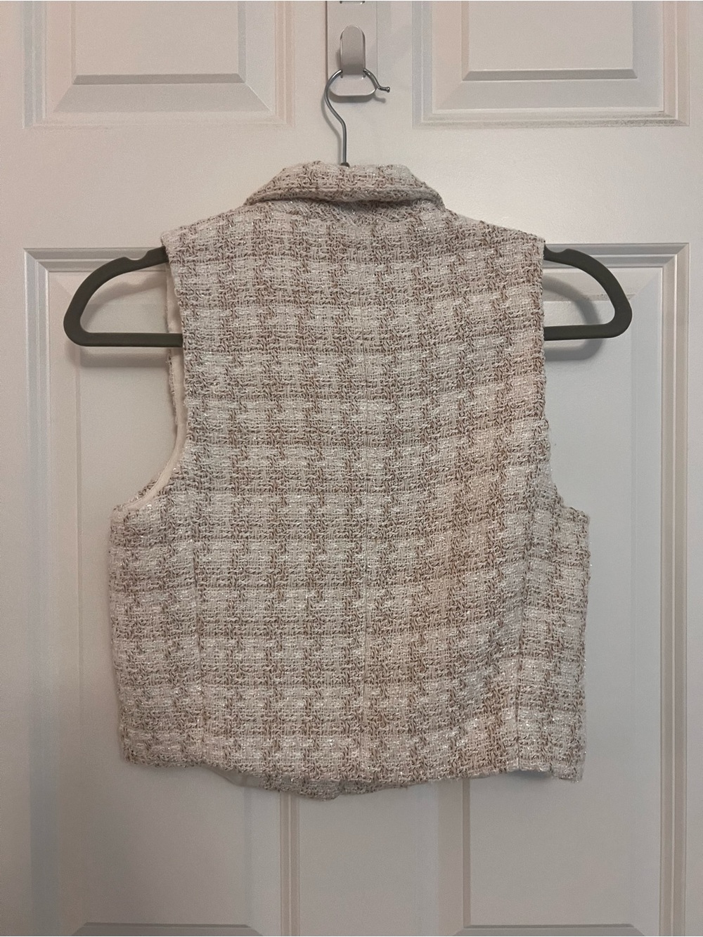 Joie Cream and Light Brown Tweed Sleeveless Blazer Vest - Picture 2 of 5